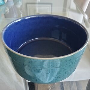 Denby England Harlequin 8" Souffle & Large Bowl Blue/Green Made in England EUC